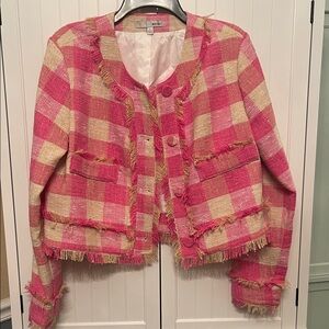 WD NY Pink and Beige Plaid Blazer
